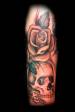 Skull and rose half sleeve