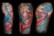 Koi Carp and Japanese flowers