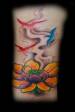 Lotus flower and birds