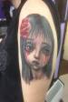 Black and grey girl tattoo