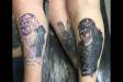 Black and grey zombie pilot covering up an old undertaker tattoo